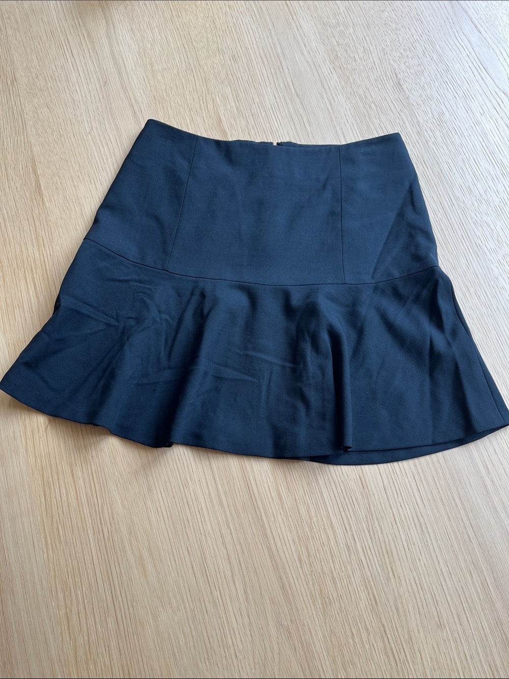 Theory Black Ruffled Hem Skater Mini Skirt